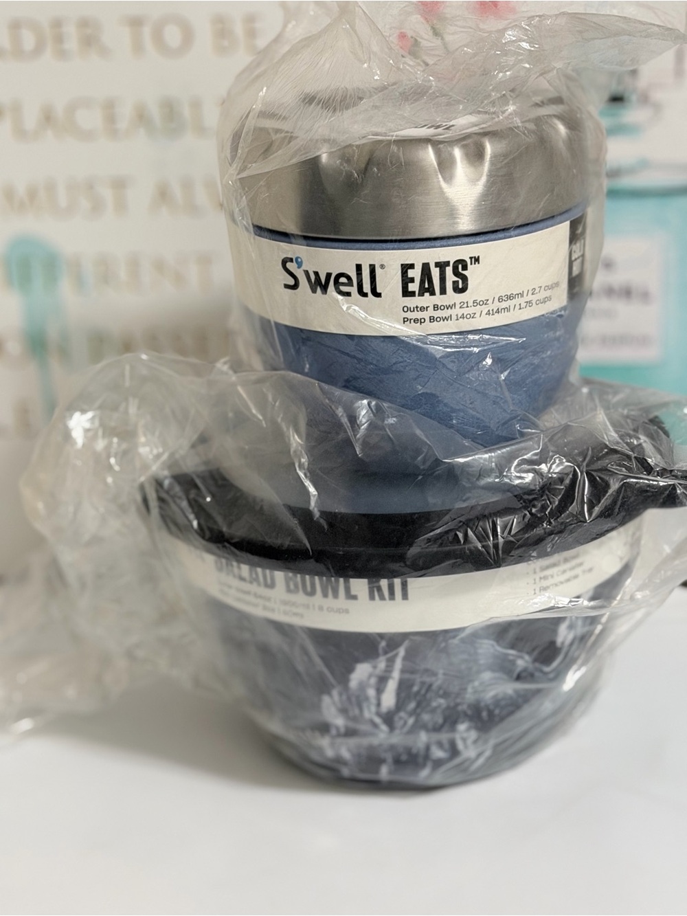 S'well Blue Marble Insulated Salad Bowl & S’well EATS container Set